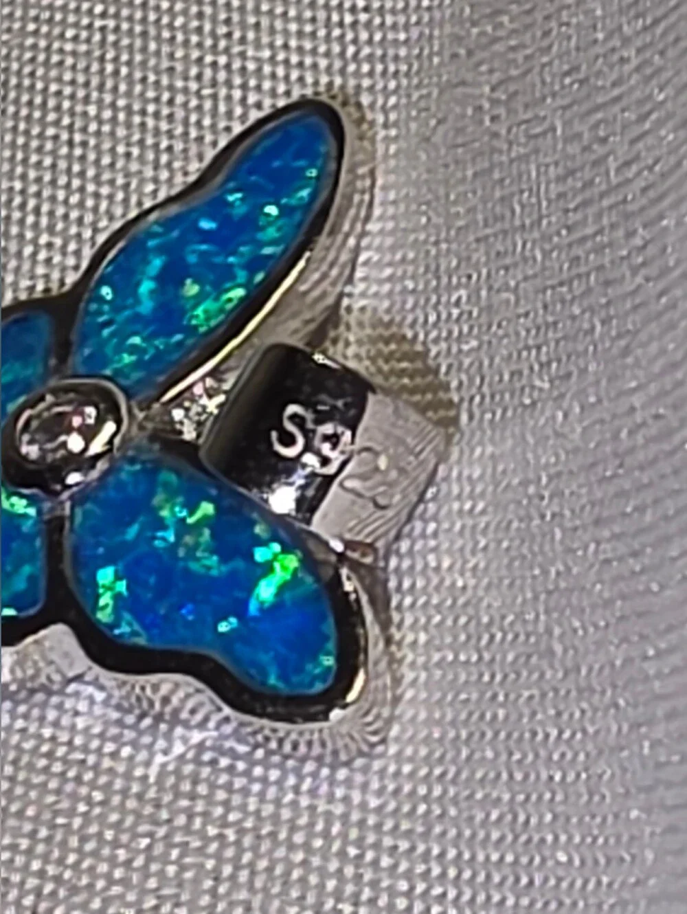 Blue Opal Butterfly Pendant - Sterling Silver